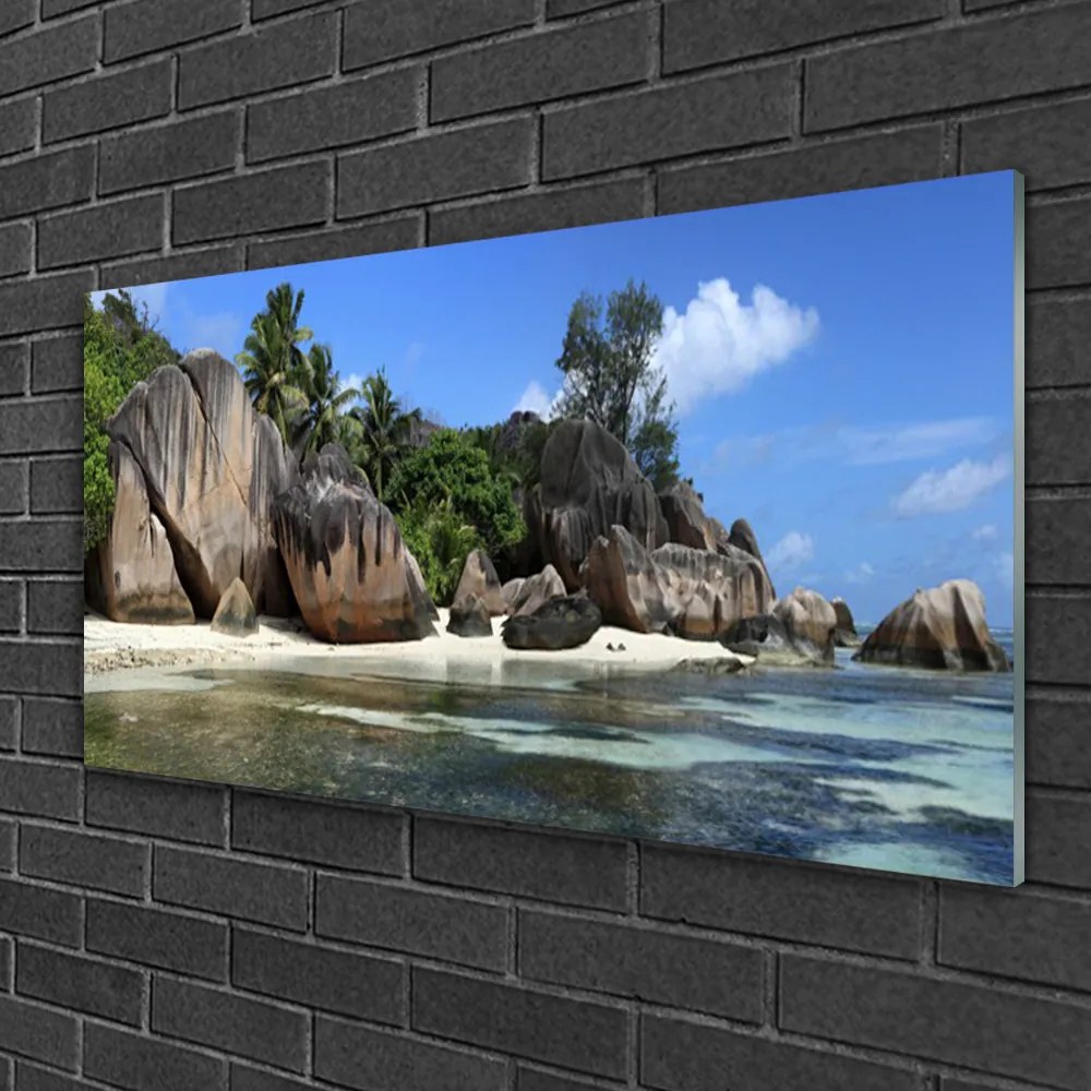 Obraz na skle Skala more príroda 120x60 cm