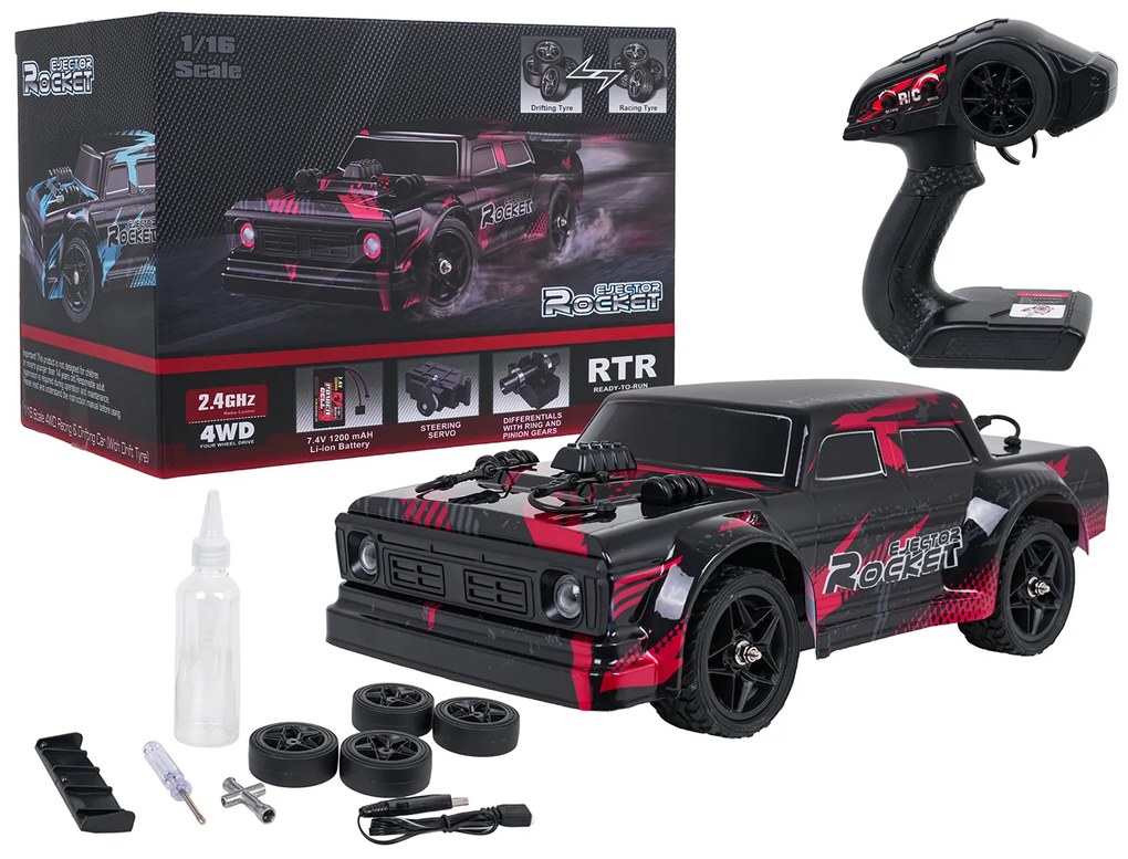 Diaľkovo ovládané driftovacie auto v mierke 1:16 ROCKET s pohonom 4x4
