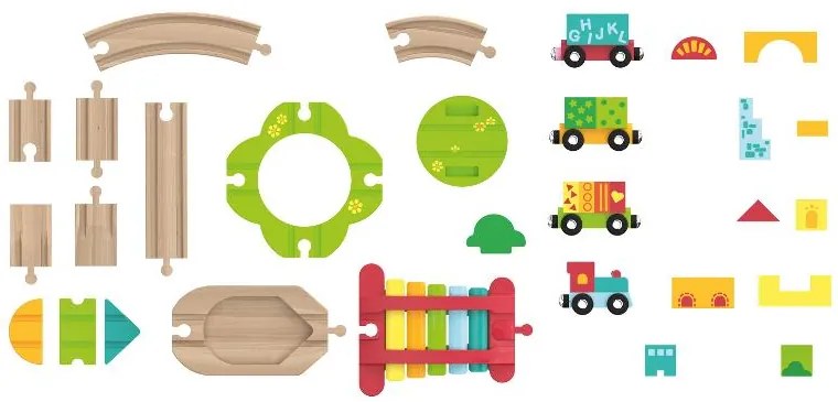lupilu®  Drevená železničná súprava M (Montessori)  (100394864)
