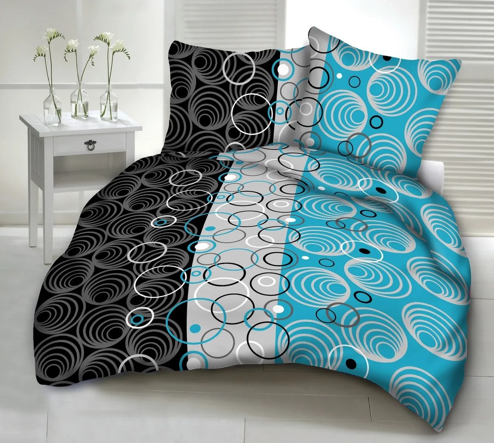MODERN BLUE CIRCLES krepové obliečky DeLuxe Rozmer obliečok: 140x200 cm, Obsah balenia: Set Balenie