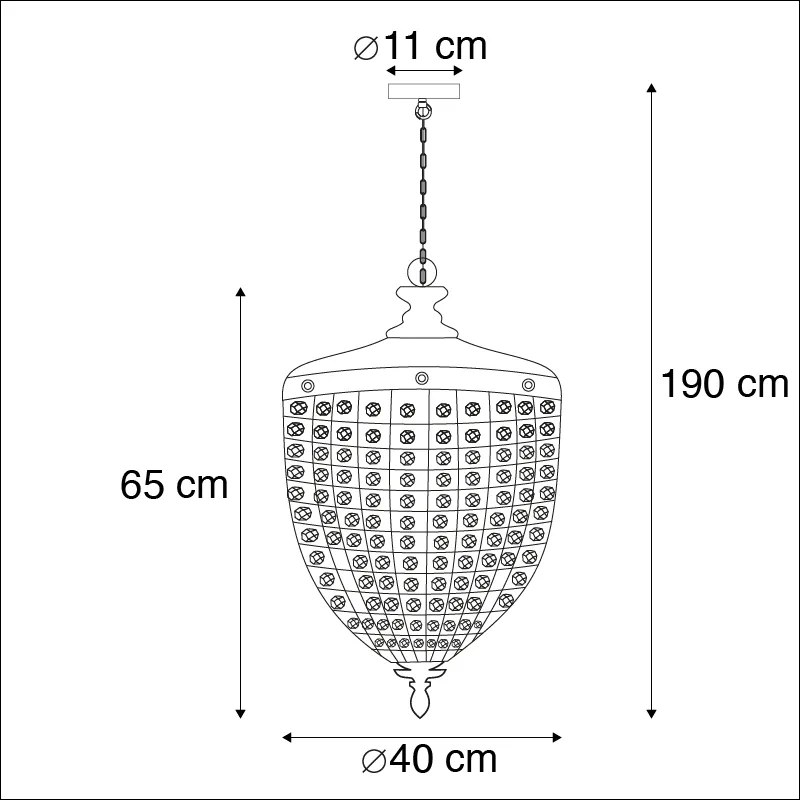 Závesné svietidlo v štýle Art Deco s krištáľom 40 cm zlaté - Cesar