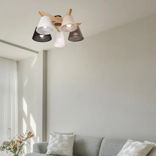 Brilagi - LED Prisadený luster ANTHONY 5xE14/40W/230V dub