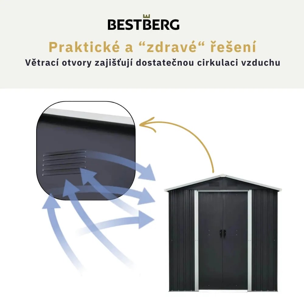 Záhradný domček BestBerg ZDB-2Z / 2,5 m² / 194 x 131 x 184 cm / zelený