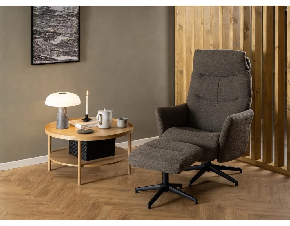 Sivo-hnedé relaxačné kreslo z textílie buklé London – Actona