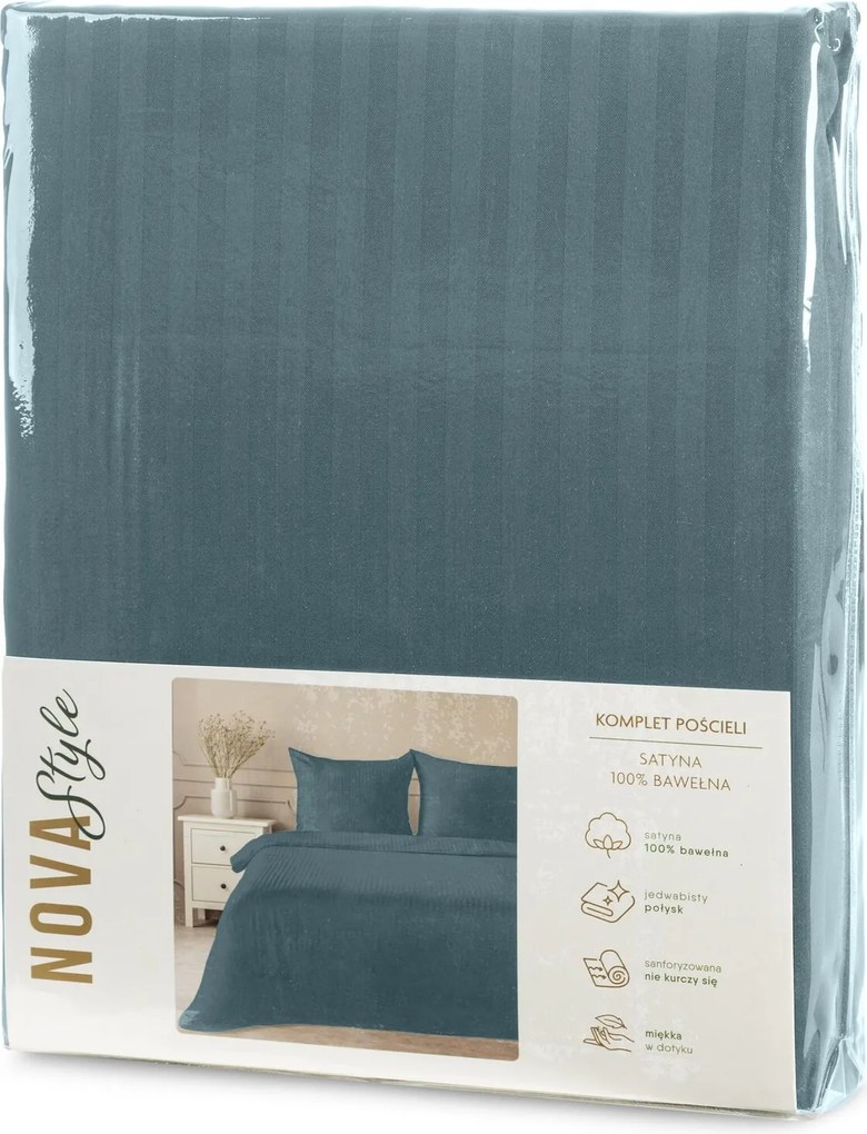 SATÉNOVÉ OBLIEČKY VERA 140X220 CM, 1 KS 70X80 CM SVETLOMODRÉ