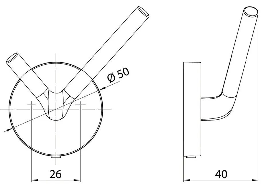 Emco Round - Dvojitý háčik 40 mm, montáž pomocou lepenia alebo vŕtania, čierna 437513301