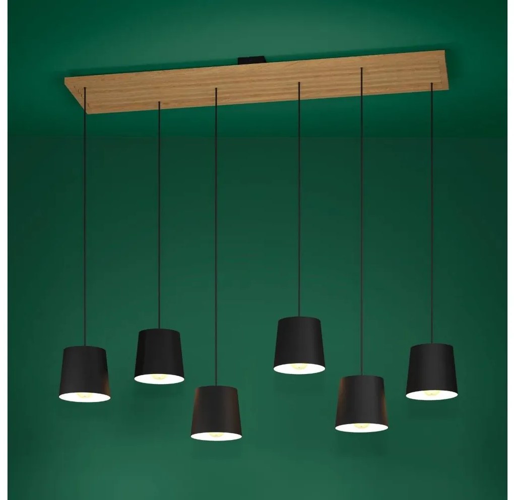 Eglo 390131 - Luster na lanku CAMARIOCA 6xE27/40W/230V čierna/hnedá