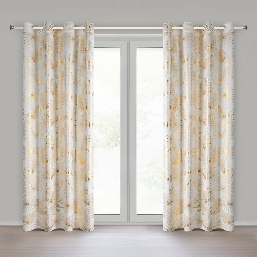 EUROFIRANY ZATEMŇOVACÍ ZÁVES NA KRÚŽKOCH ZARIA 140X250 CM LISTY