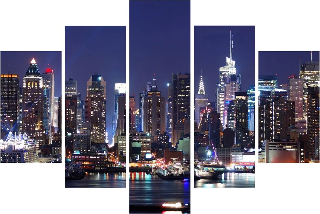Obraz - Osvetlené New Yorské mrakodrapy (150x105 cm)