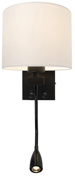 Moderná nástenná lampa čierna s bielym tienidlom - Brescia