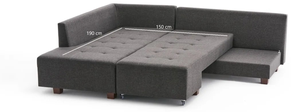 Rohová rozkladacia pohovka Manama antracitová ľavá