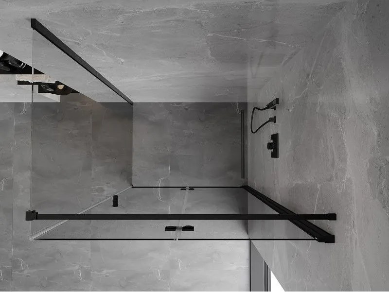 Mexen Mist-F T, 1-krídlový skladací sprchový kút pravý 100 x 110 cm, číre sklo, čierny profil, 8A6T-100-110-70-00-P