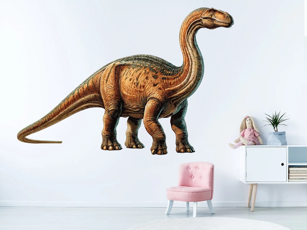 Brontosaurus textilní prelepiteľná nálepka na stenu hárok 47 x 32 cm