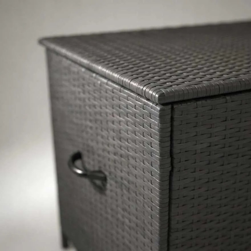 Sivý záhradný úložný box z technoratanu S