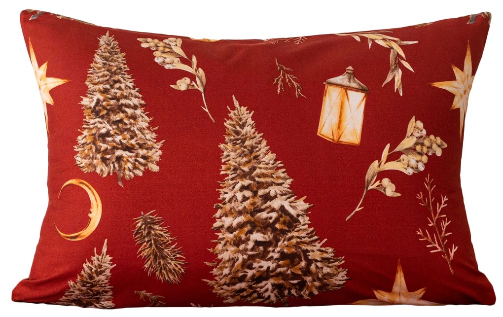 Obliečka na vankúš z mikrovlákna GOLD CHRISTMAS 50x70 cm, červená