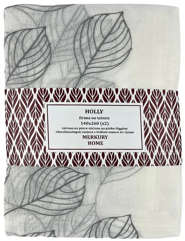 Záclona na páske Holly polyester tmavo šedá 140x260 Merkury Home II/22