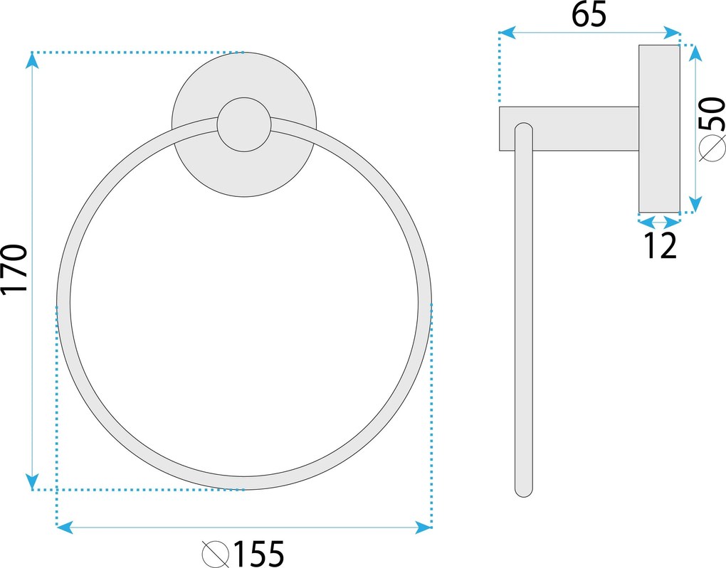 Rea Modern, prsteňový vešiak na uteráky, 6610, brúsená oceľ, REA-98011