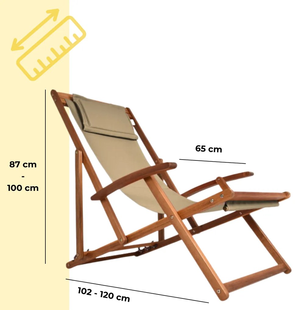 Záhradné lehátko SIENA, 65x87x102cm, bežová Jurhan
