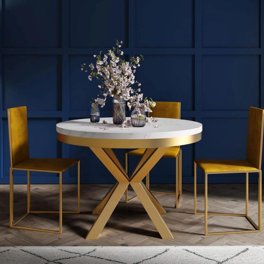 Okrúhly rozkladací jedálensky stôl PASI zlatý, 120 cm Vybrať odtieň: dub lefkas