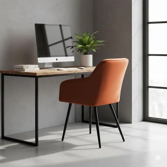 Sada štyroch jedálenských stoličiek LUXANO zamatové, medené / čierne nohy (4 ks)