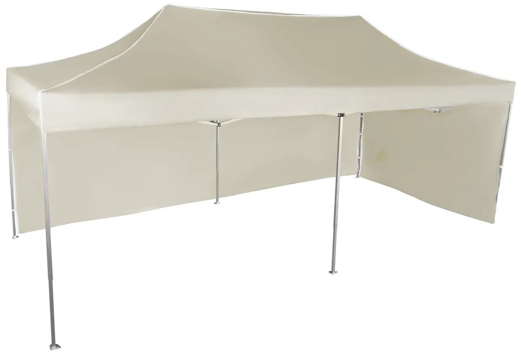 Rýchlorozkladací nožnicový stan 3x6m – hliníkový, 2 bočné plachty, Béžová