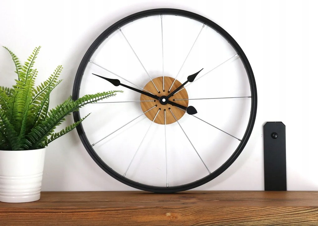 Nástenné hodiny Bicykel 42 cm čierne/hnedé
