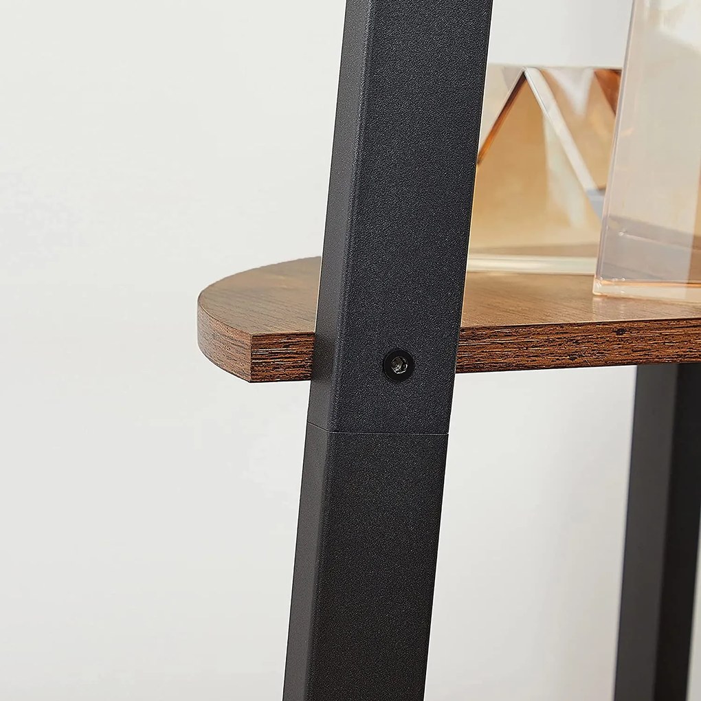 Rohový regál so 4 policami, polica na knihy, rustikálny hnedý