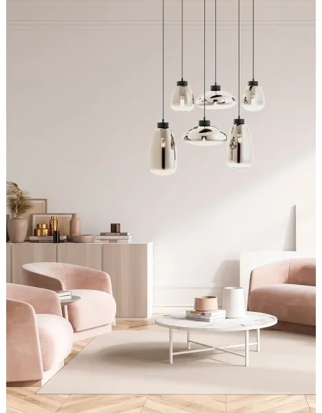 Redo 01-3212 - Luster na lanku LUKE 6xE27/42W/230V čierna