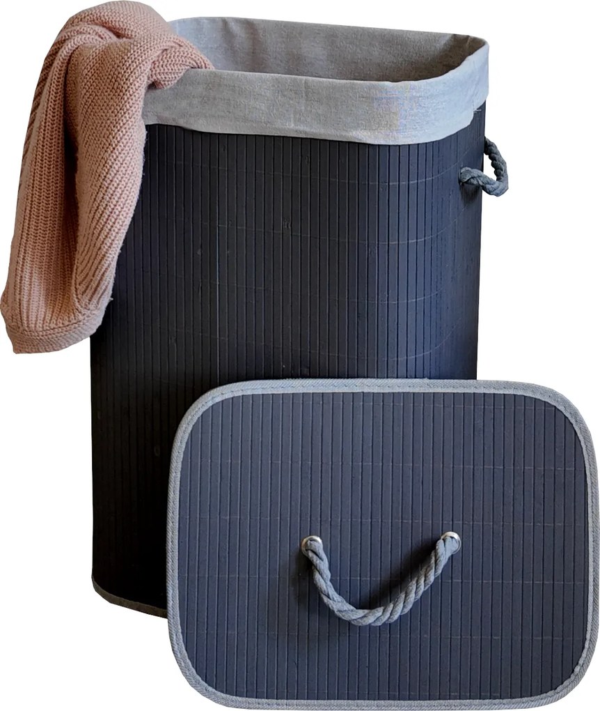 TRENDIE Bambusový kôš na prádlo 72l šedý + DARČEK
