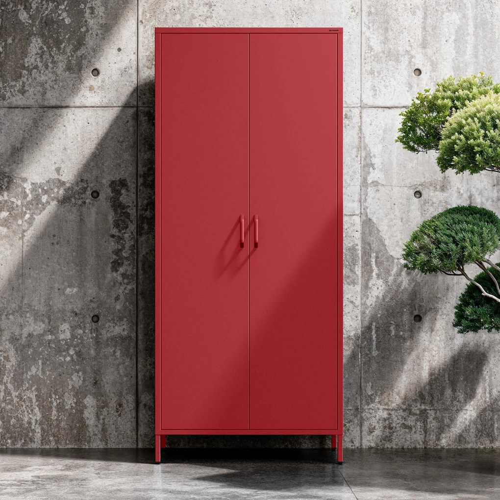 Šatníková skriňa FLAVIO, 800 x 1850 x 450 mm, Modern: červený farba