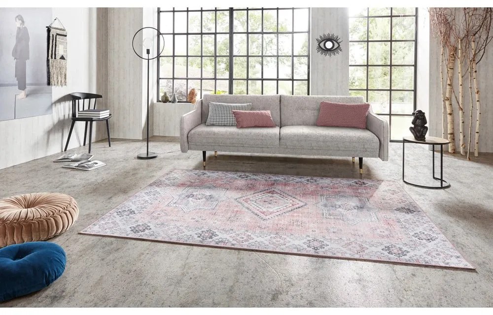Svetloružový koberec Nouristan Gratia, 80 x 150 cm