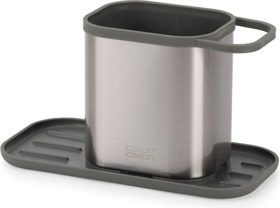 Kovový stojan na umývacie prostriedky v lesklej striebornej farbe Duo Steel – Joseph Joseph