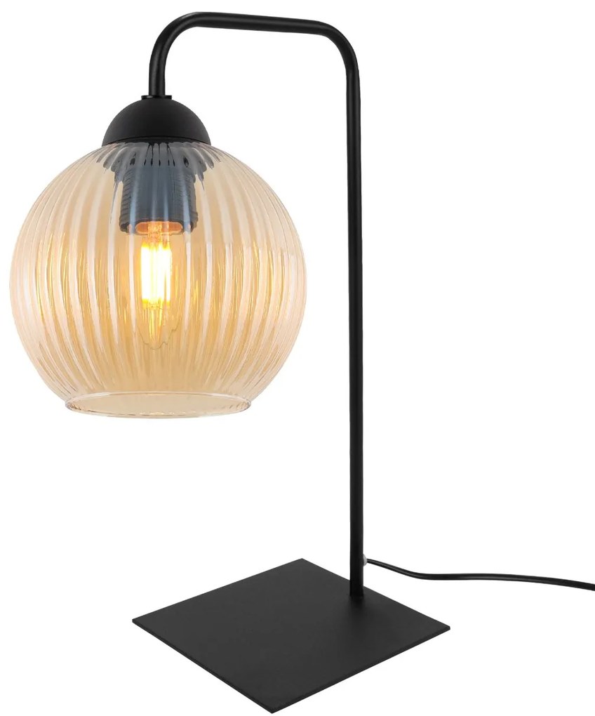 Stolná lampa Riffle Round, 1x medové sklenené tienidlo