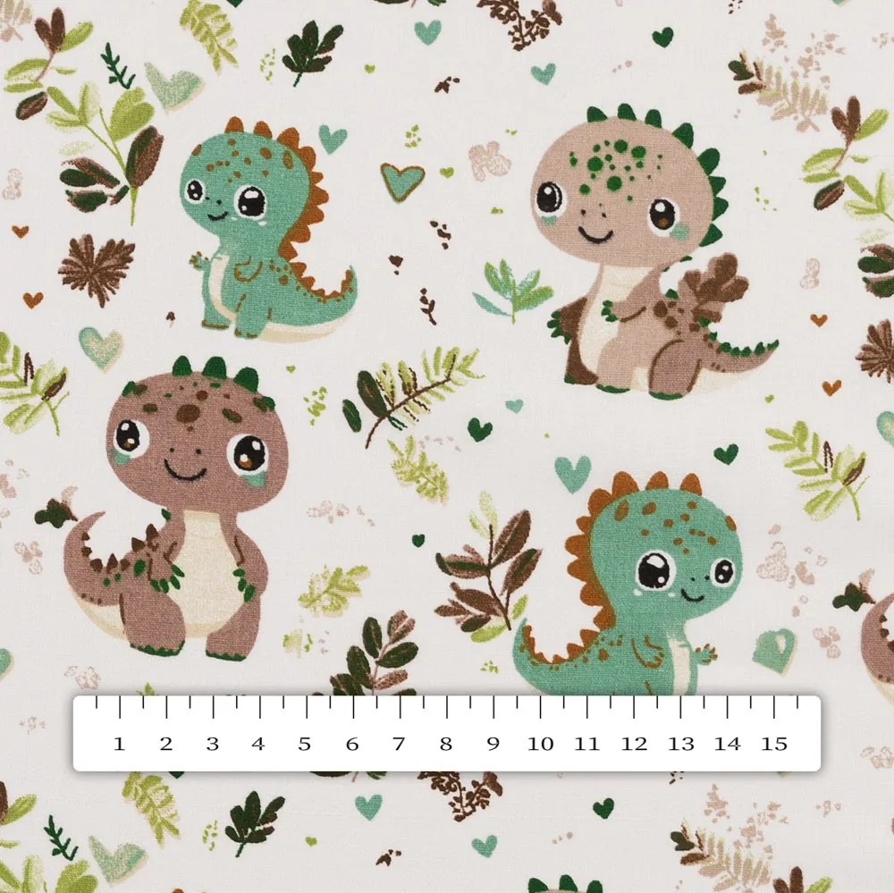 Biante Detský bavlnený oválny obrus Sandra SA-657 Zeleno-hnedé dinosaury na bielom 120x200 cm