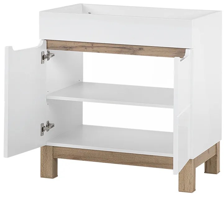 Závesná skrinka Bali so zápustným umývadlom 60 cm biela/dub wotan