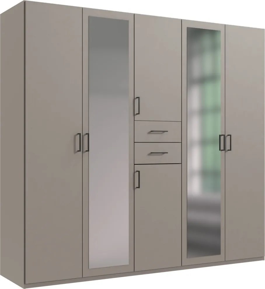 Šatníková skriňa so zrkadlami Düsseldorf, 225 cm, šedá sahara