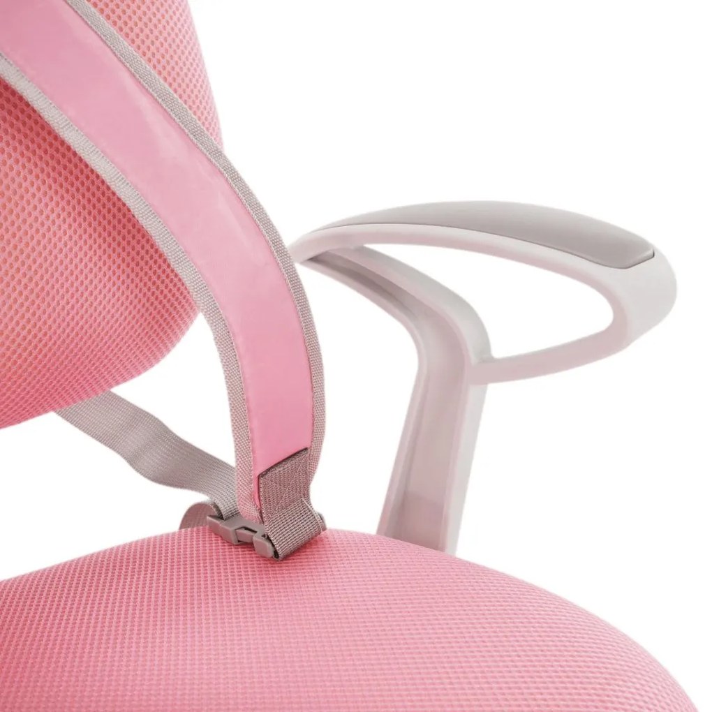 Tempo Kondela Rastúca stolička s podnožou a trakmi, ružová/biela, ANAIS