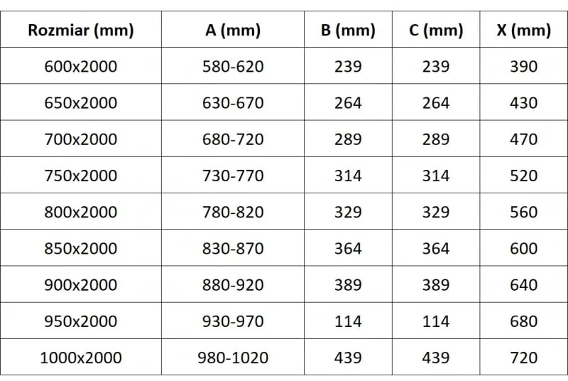 Mexen Exo, skladacie dvere do otvoru 65x200 cm, 6mm číre sklo, čierny profil, 816-065-000-70-00