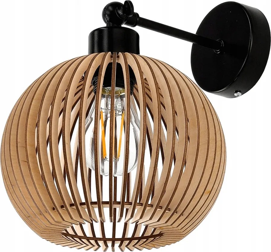 Drevená guľová LED stropná lampa E27