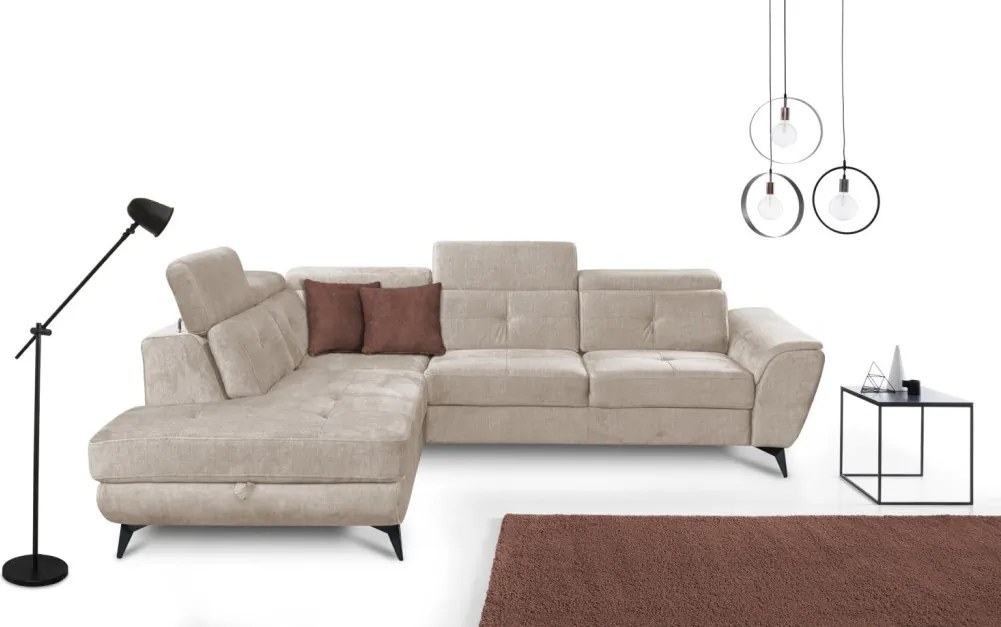 Rohová sedacia súprava Sergio, béžová látka, ľavý roh