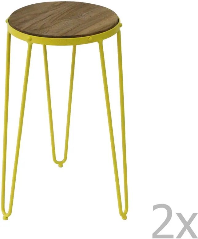 Sada 2 príručných stolíkov z brestového dreva v žltej farbe Red Cartel Gatsby