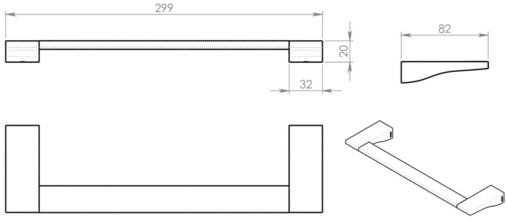 Gedy, GLAMOUR držiak uterákov 300x82mm, chróm, 572130