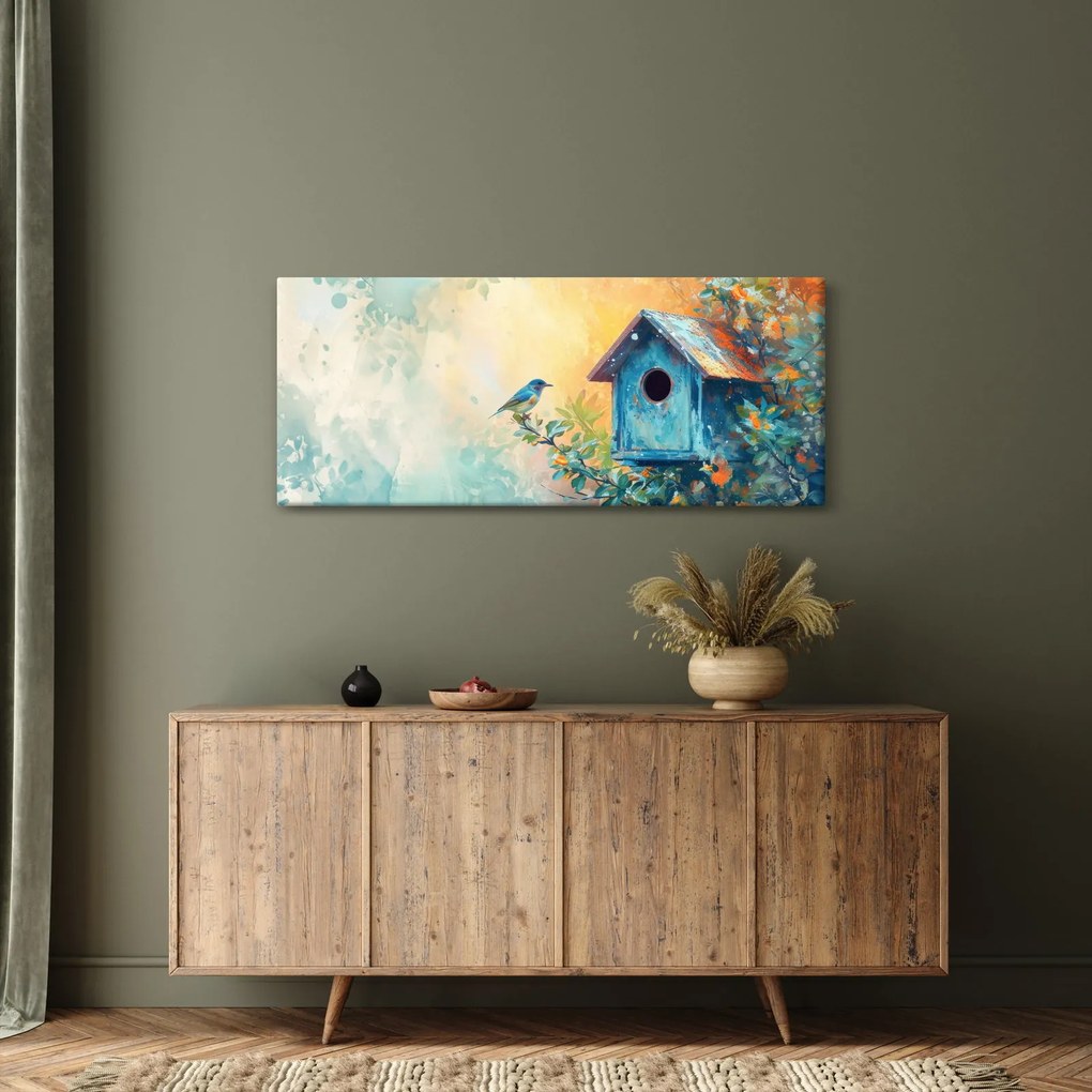 Obraz - Vtáčia búdka, akvarel (120x50 cm)