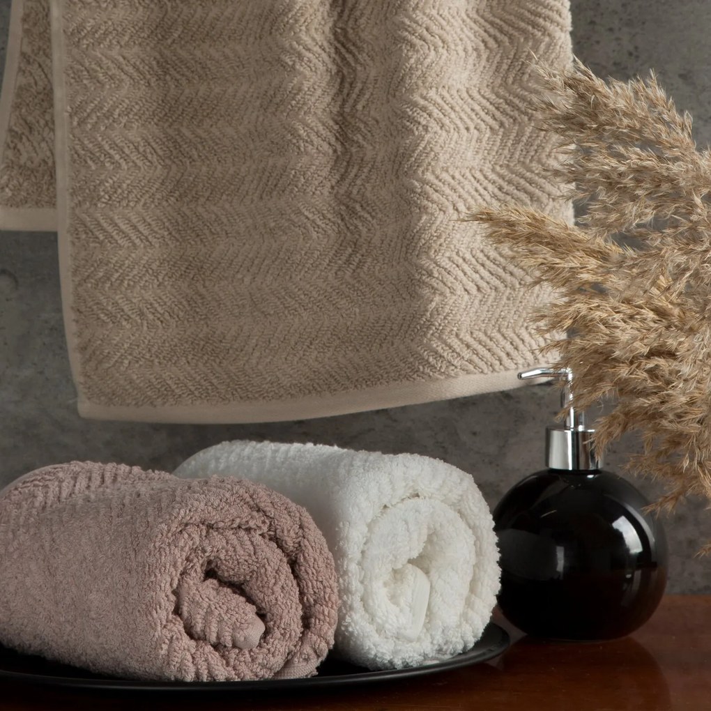 BAVLNENÝ UTERÁK ETNO 50X90 CM PUDROVÁ