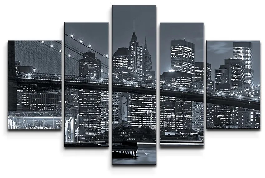 Sablio Obraz - 5-dílný Nočný New York 2 - 125x90 cm