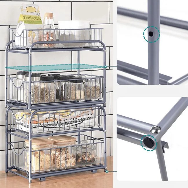 Kuchynský organizér strieborný AUK-E1017 CR