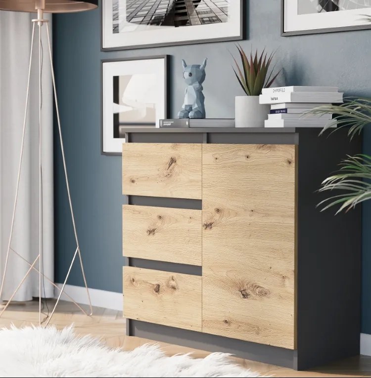 Komoda R-80-S3 so zásuvkami 80 cm - rôzne farebné prevedenia antracit mix artisan