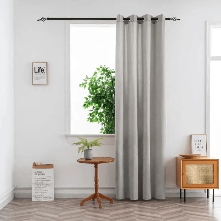 Záves TAVIO 140x250 cm, svetlosivý Zavesenie: Kovové krúžky