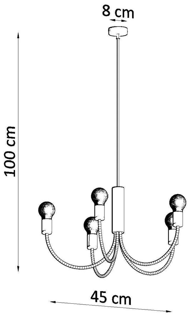 Luster Piccolo 5, čierne telo svietidla