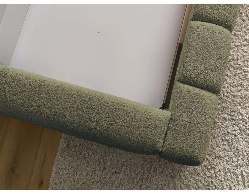 Zelená čalúnená dvojlôžková posteľ s úložným priestorom s roštom 140x190 cm Denali – Bobochic Paris